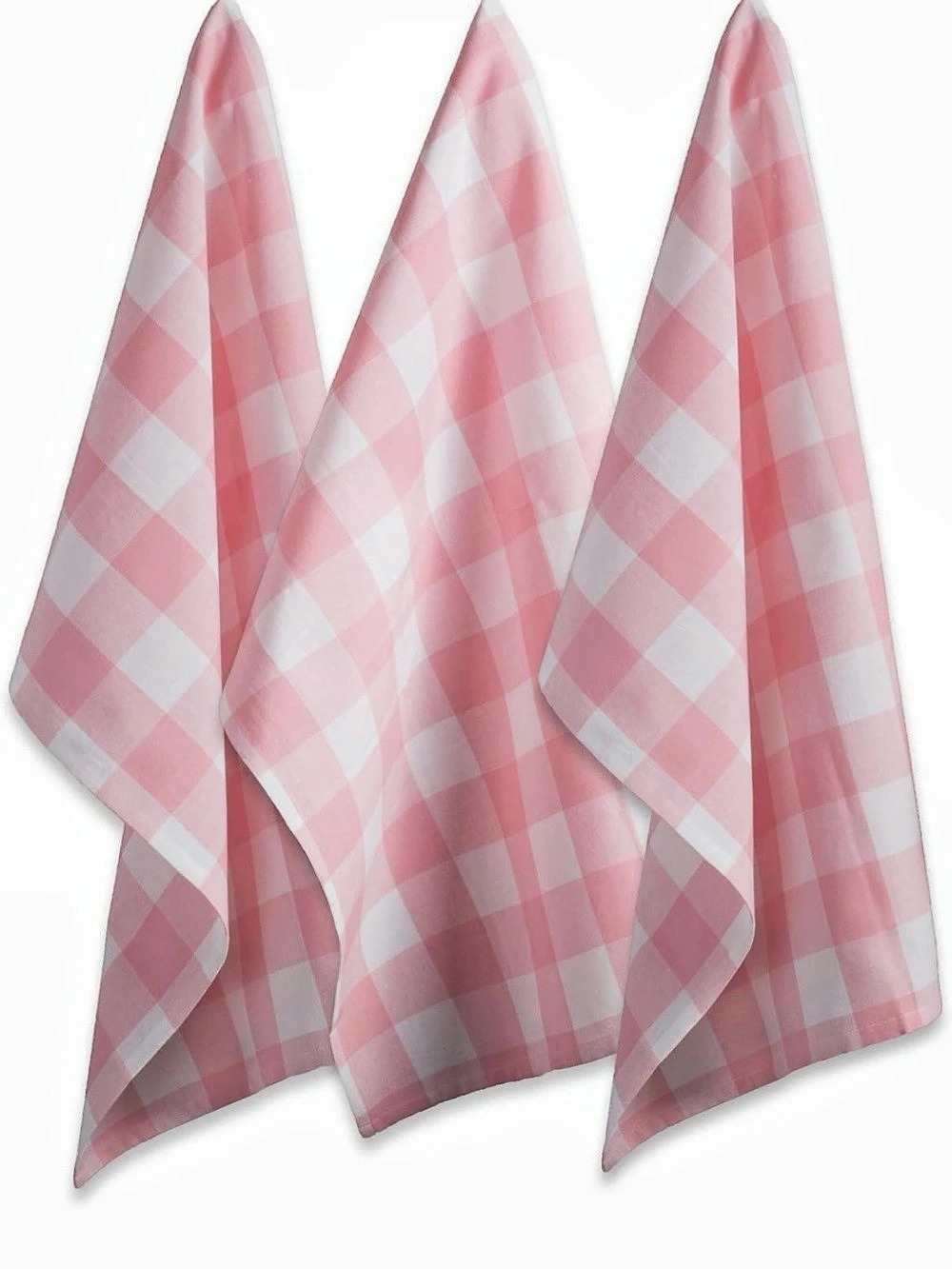 DII Buffalo Check Kitchen Dishtowels — Pink and White 20x30 3 Piece Set